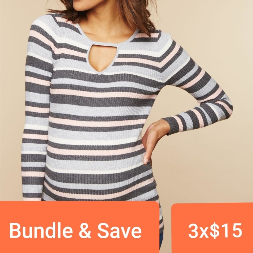 Striped cutout maternity sweater
